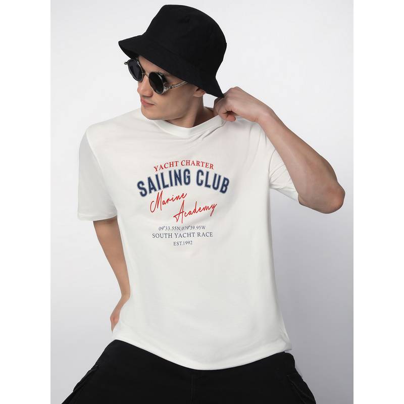 R&B Ivory Typography Casual Men T-Shirt (S)