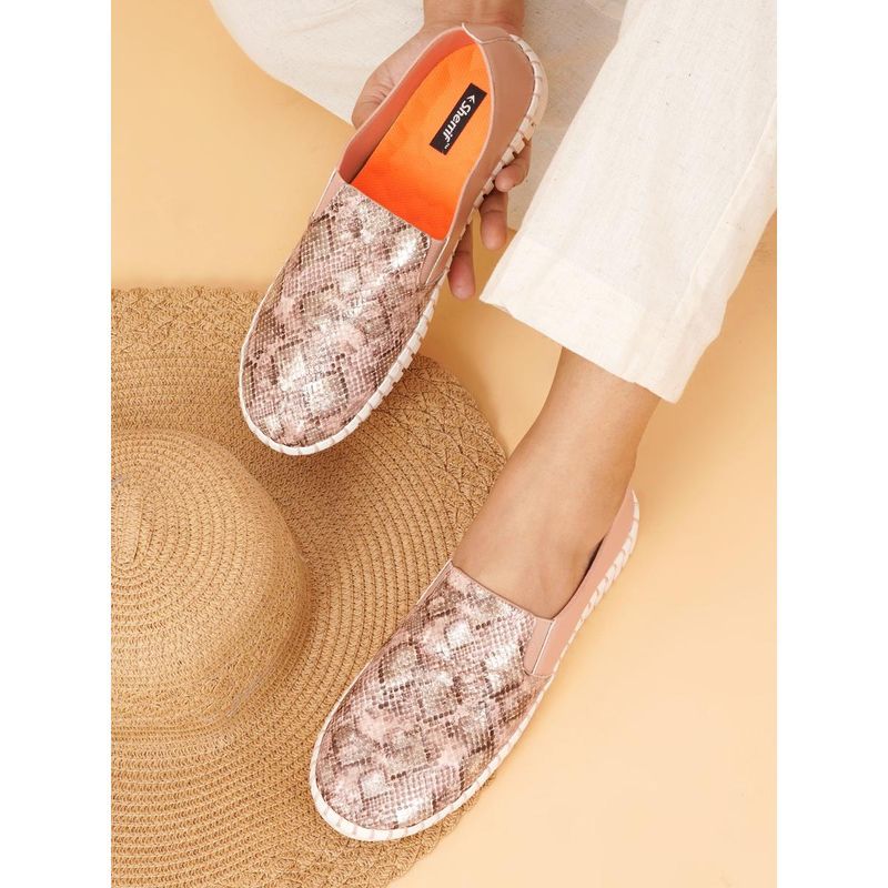Sherrif Shoes Women Nude Casual Printed Ballerinas (EU 38)