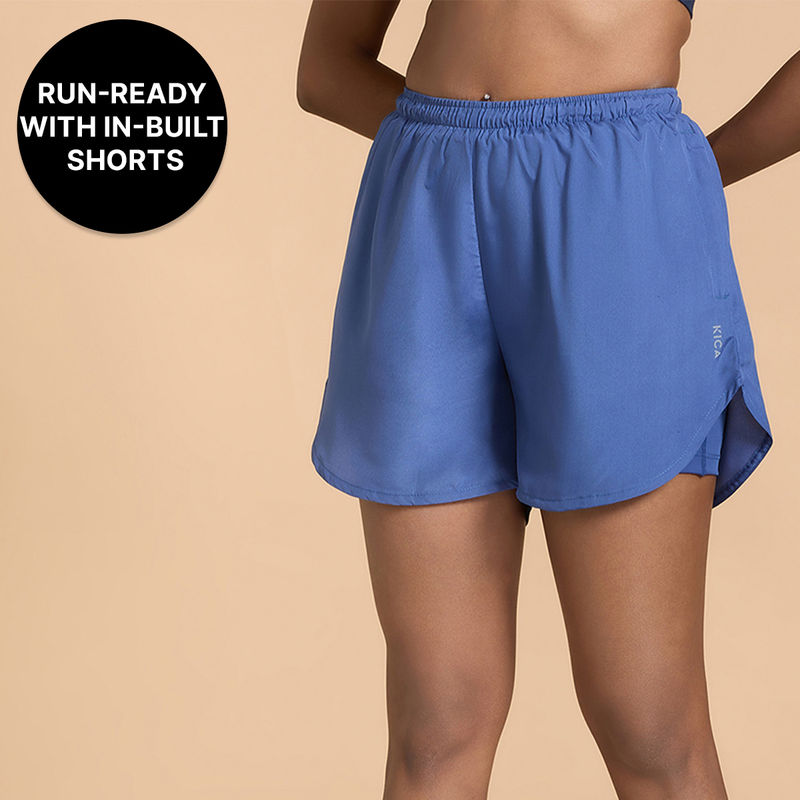 Kica Quick Dry Running Shorts with Inner Shorts and Zip Pocket – Stride Collection Blue (XS)
