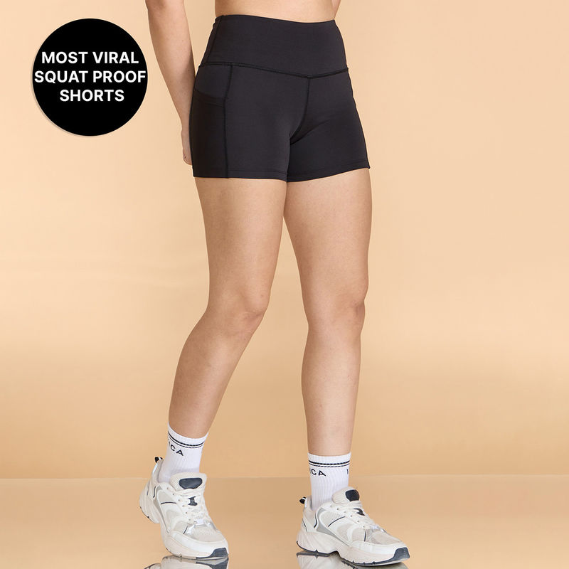 Kica High-Waisted Workout Booty Shorts with Pockets in KICASKN™ Fabric (S)