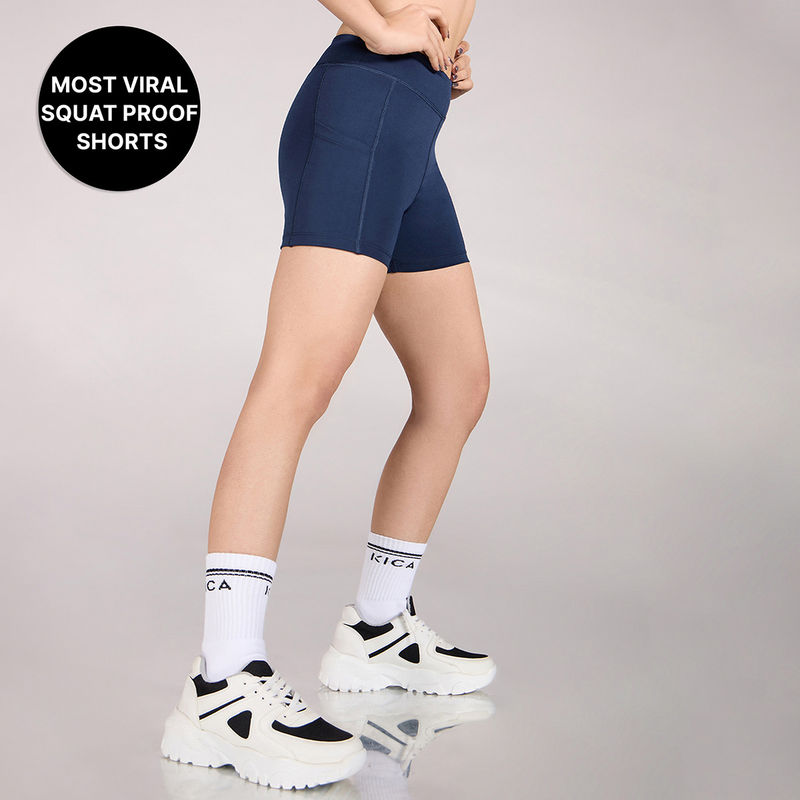 Kica High-Waisted Workout Booty Shorts with Pockets in KICASKN™ Fabric (L)