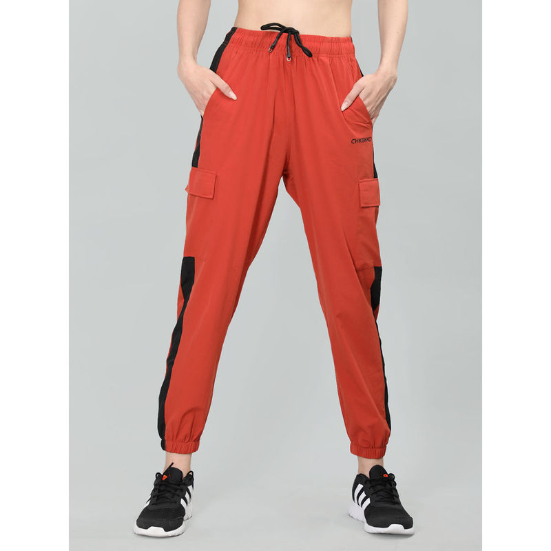 Chkokko Women Sports Gym Running Joggers With Pocket-Orange (S)