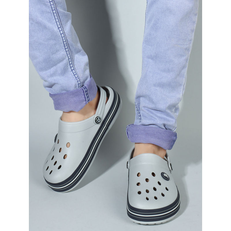 Carlton London Grey Round Toe Slip On Men Clogs (EURO 42)