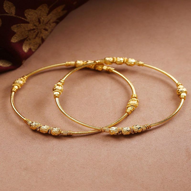 Priyaasi Set Of 2 Antique Gold-Plated Handcrafted Bangles - 2.6