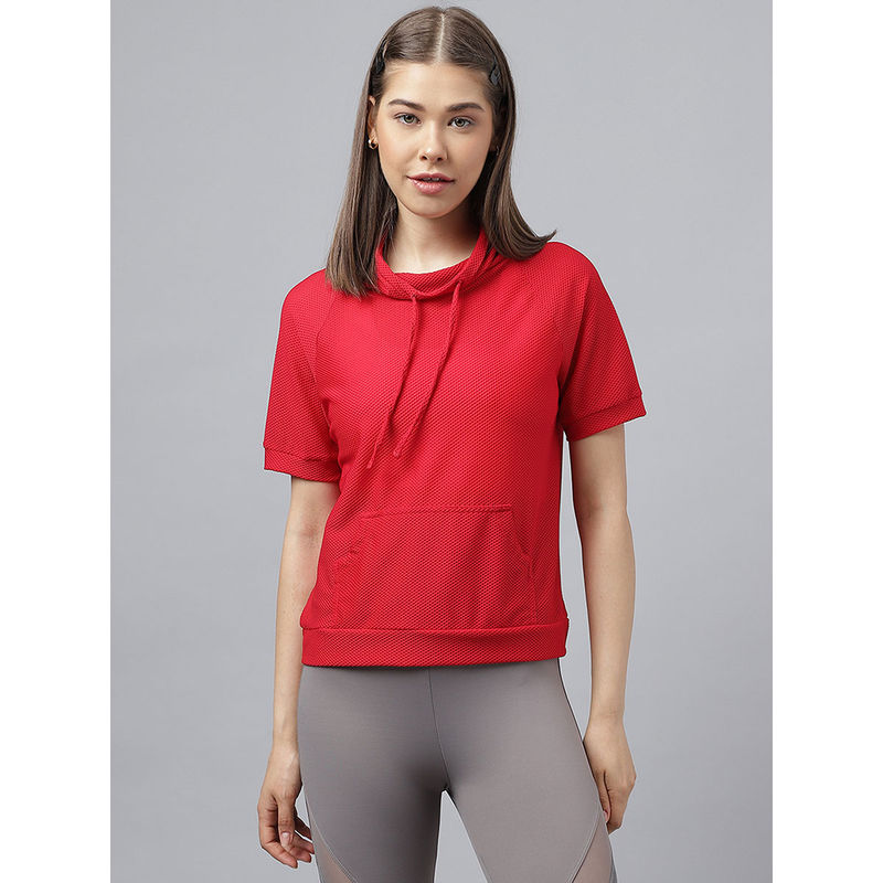 Fitkin Women Red Self Design Sweat Top (XL)