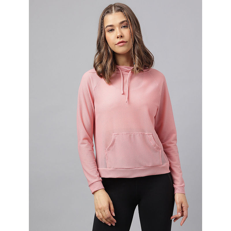 Fitkin Women Pink Self Design Sweat Top (S)