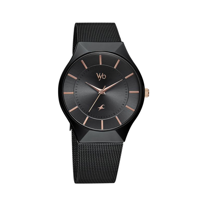 Fastrack Vyb Quartz Analog Black Dial Stainless Steel Strap Watch for Women  (Medium)