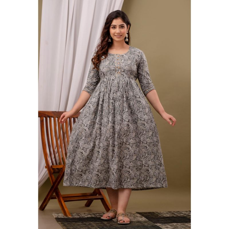 UrbanRang Grey Garden Printed Maternity Maxi (S)