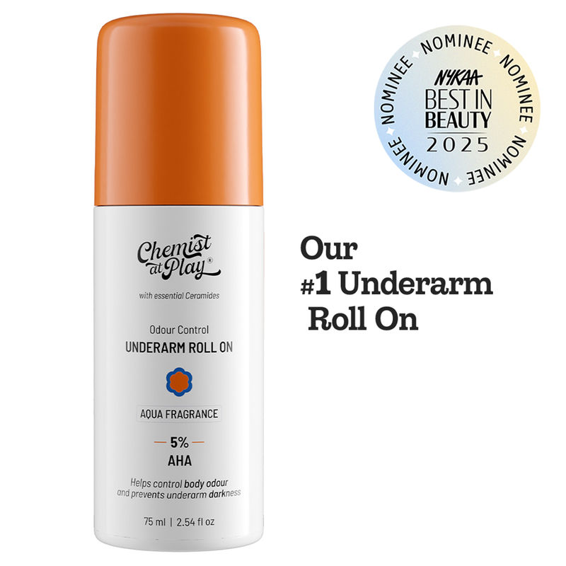 Chemist at Play 5% AHA Underarm Roll On, Lactic Acid Deodrants For Men & Women - Aqua Fragrance