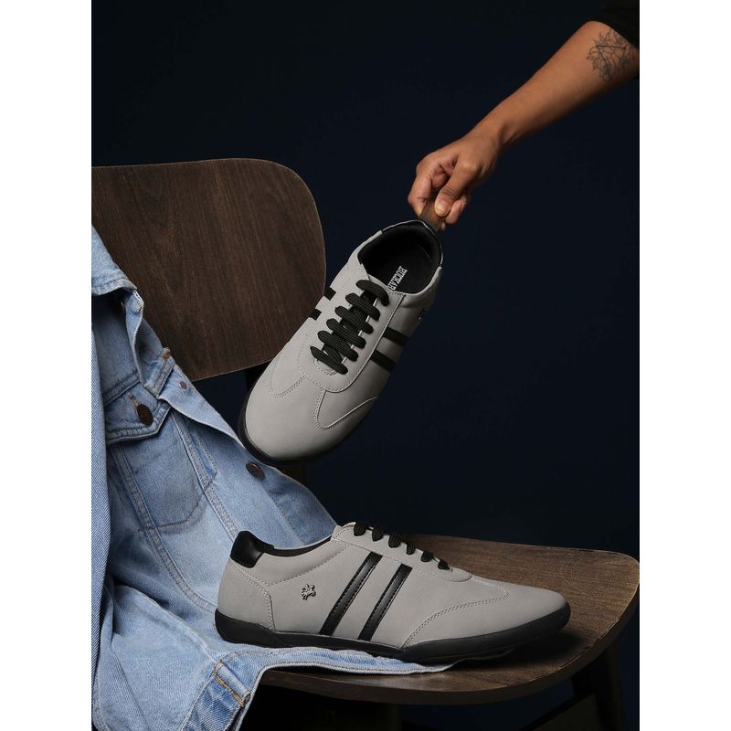 BUCKAROO Vegan Leather Grey Casual Sneakers for Men|Mens Casual Shoes: ALONSO (EURO 41)