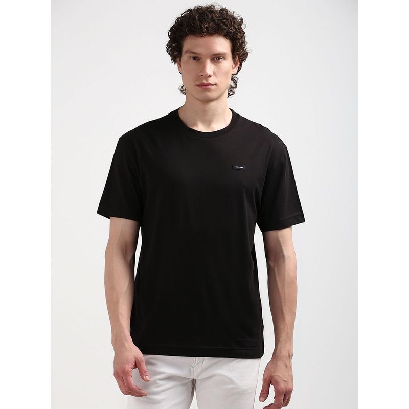 Calvin Klein Black Solid Relaxed Fit Cotton T-Shirt (M)