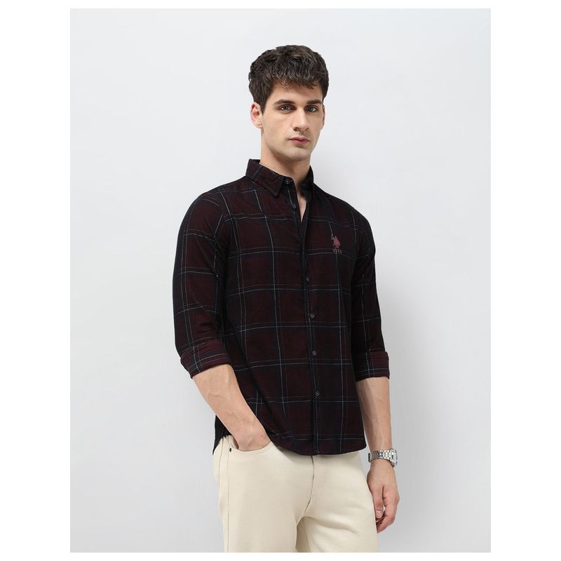 U.S. Polo Assn. Denim Co. Mens Grid Tattersall Checks Corduroy Shirt (44)