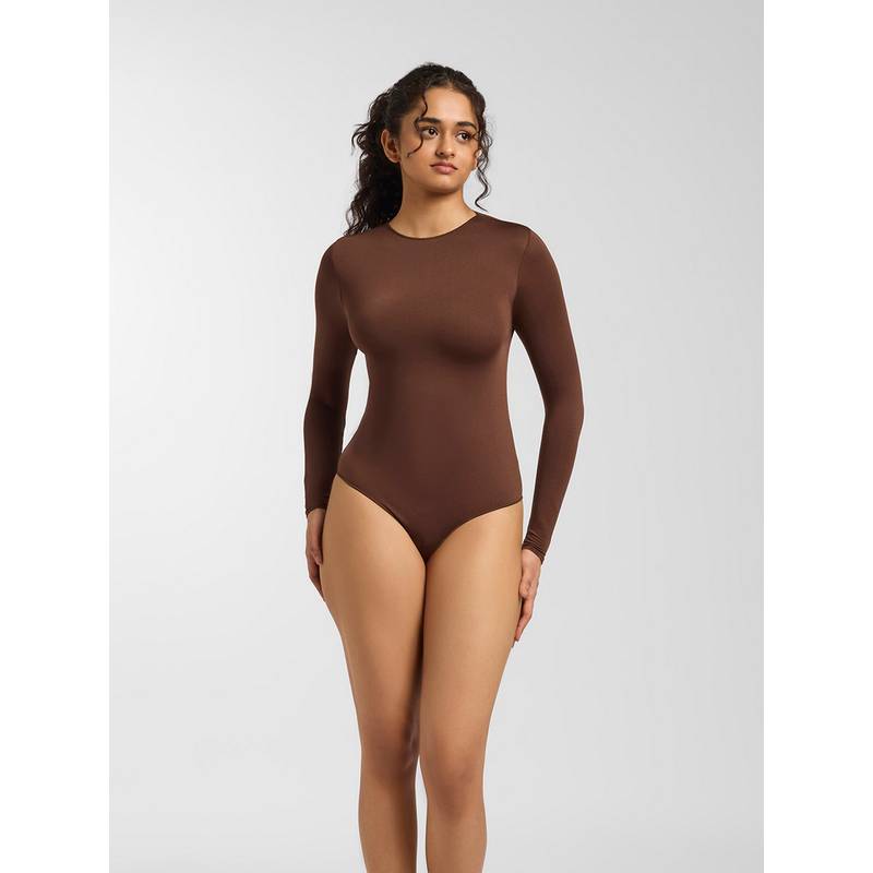 FEIER Luxe-Feel Brown Long Sleeve Bodysuit (S)