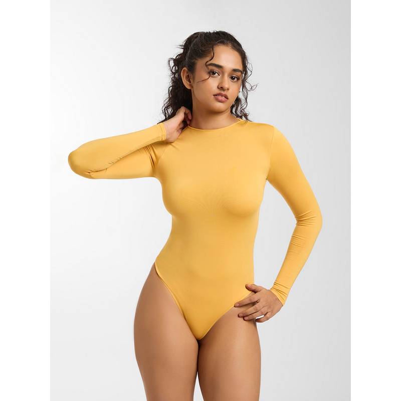 FEIER Luxe-Feel Yellow Long Sleeve Bodysuit (S)