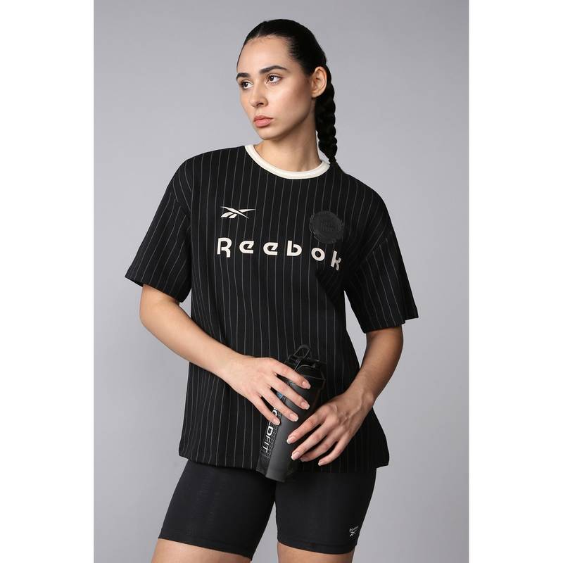 Reebok Black Stripes Women T-Shirt (S)