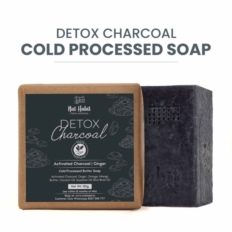 Nat Habit Cold Process Charcoal Detox Butter Bath Soap-Detoxification, De-Tan & Blackhead Handmade