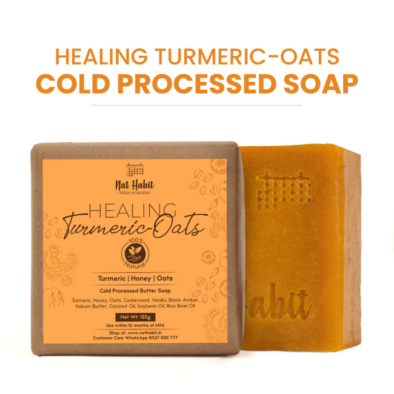 Nat Habit Cold Process Turmeric Butter Bath Soap - Exfoliation, Acne, Skin Brightening & Dark Spots