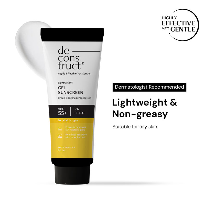 Deconstruct Gel Sunscreen SPF 50+ PA+++, No White Cast, Lightweight, Non-Greasy - In - Vivo Tested