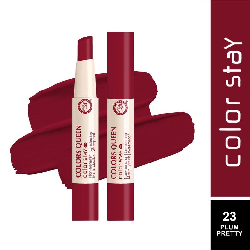 Colors Queen Color Stay Longlasting & Matte Lipstick Waterproof - 23 Plum Pretty