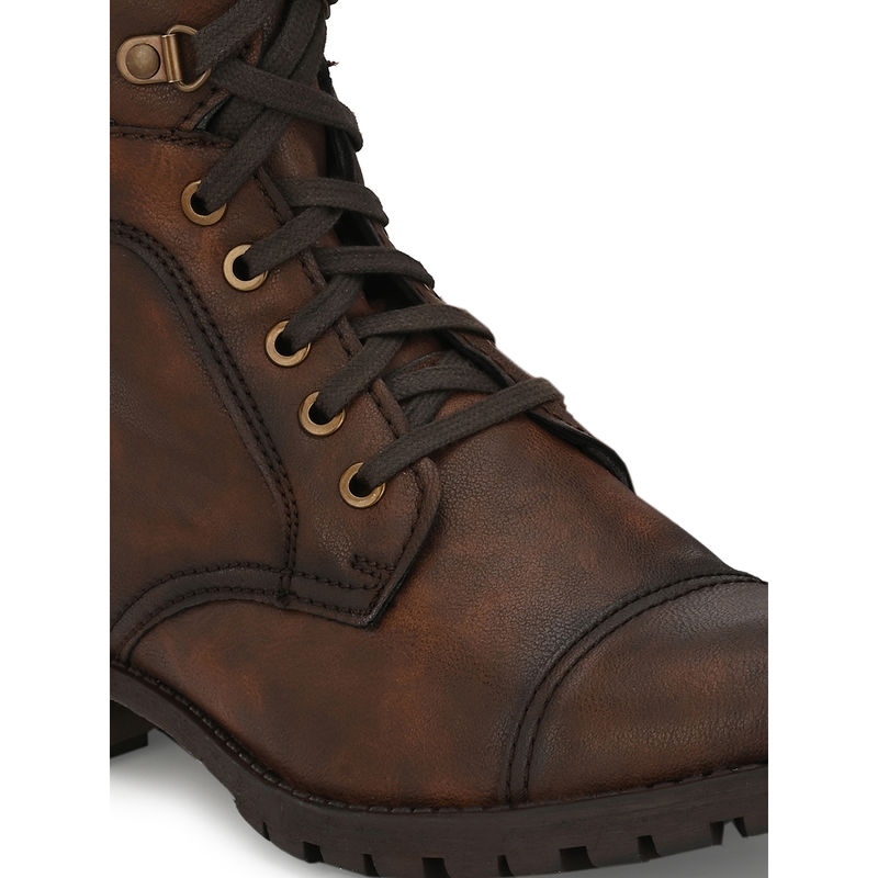 Delize Solid Brown Lace-Up High Ankle Boots (UK 8)