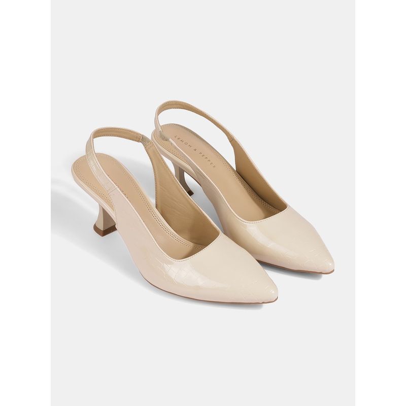 Lemon & Pepper Women Cream Casual Slip On Mules Heels (EURO 36)