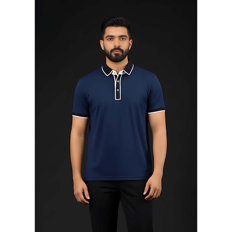 OUTERWORLD Blue The Velvet Hour Liquid Polo T-Shirt (S)