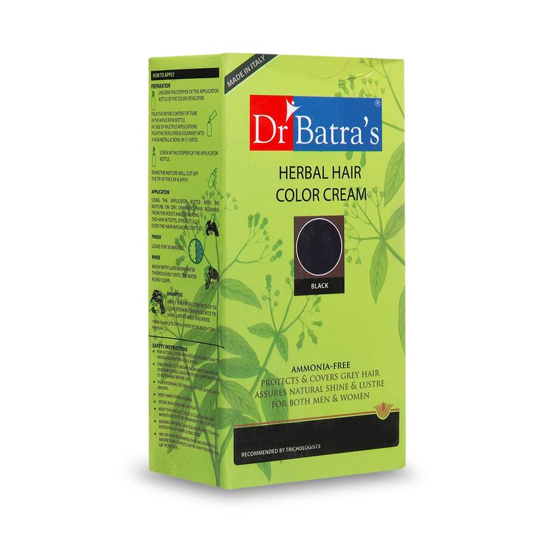 Dr Batra's Herbal Hair Color Cream with Natural Ingredients Black hair Color,Paraben,Sulphate-Free