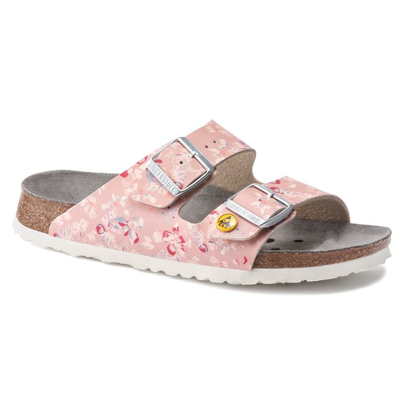 Buy Birkenstock Arizona Esd Pink Birko Flor Narrow Width Two Strap