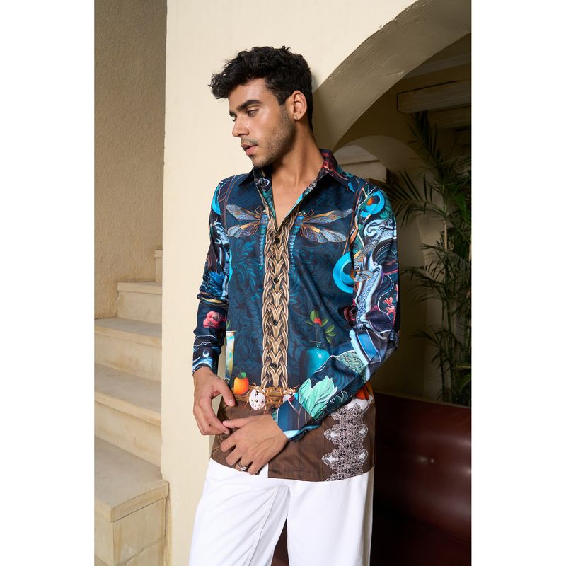 Loudless Metallic Graphic Printed Shirt (L)