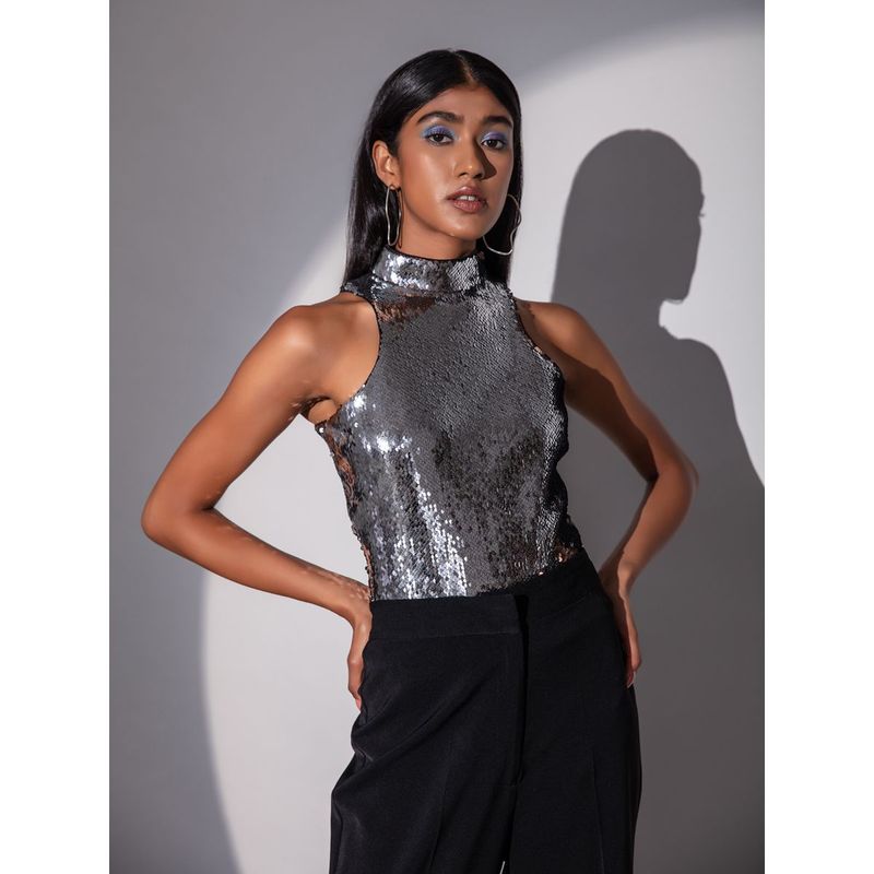 RSVP by Nykaa Fashion Nikhil Thampi Silver Glimmering With Hope Bodysuit (XS)