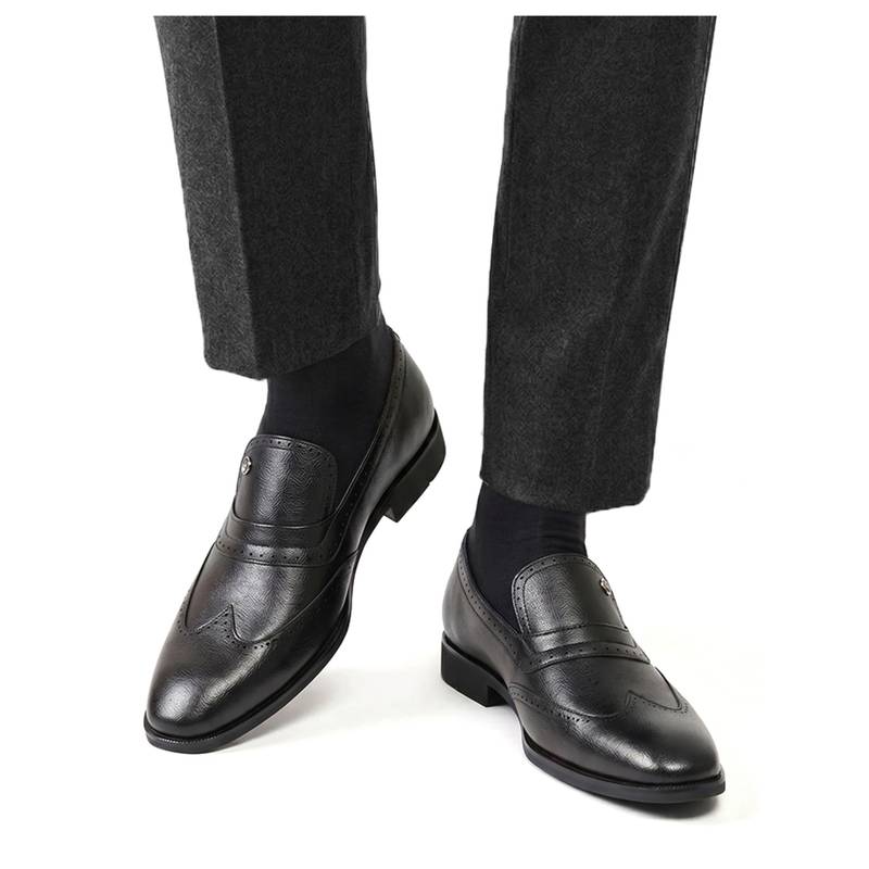 Alberto Torresi Men Black Classic Black Loafers (UK 9)