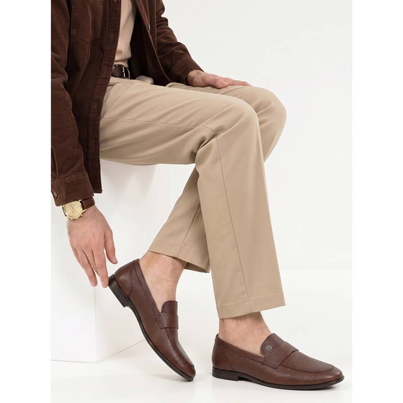 Alberto Torresi Mens Brown Textured Slip-On Loafers (UK 6)