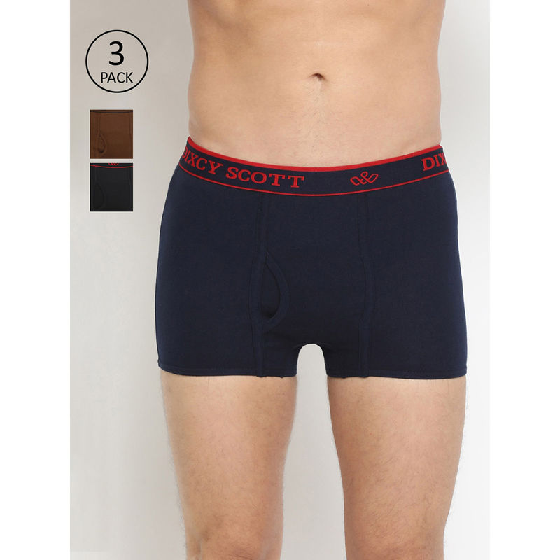 Dixcy Scott Mens Trunk Snug Fit Solid Innerwear (Pack Of 3) (M)