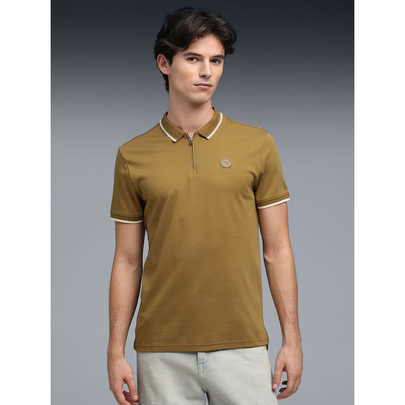 Puma Premium Zipper Placket Men Green Polo T-Shirt (XS)