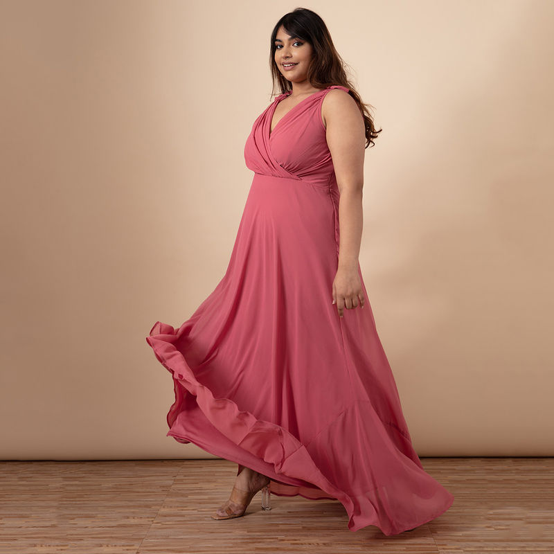 Twenty Dresses By Nykaa Fashion Pink You Look So Magnificent Maxi Dress - Pink (4XL)