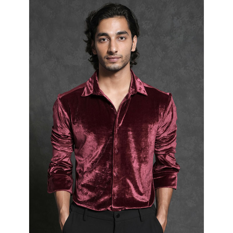 Rare Rabbit Valve Maroon Solid Shirt (XL)