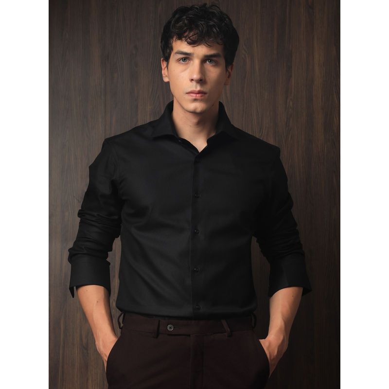 Rare Rabbit Abella Black Self Design Shirt (L)