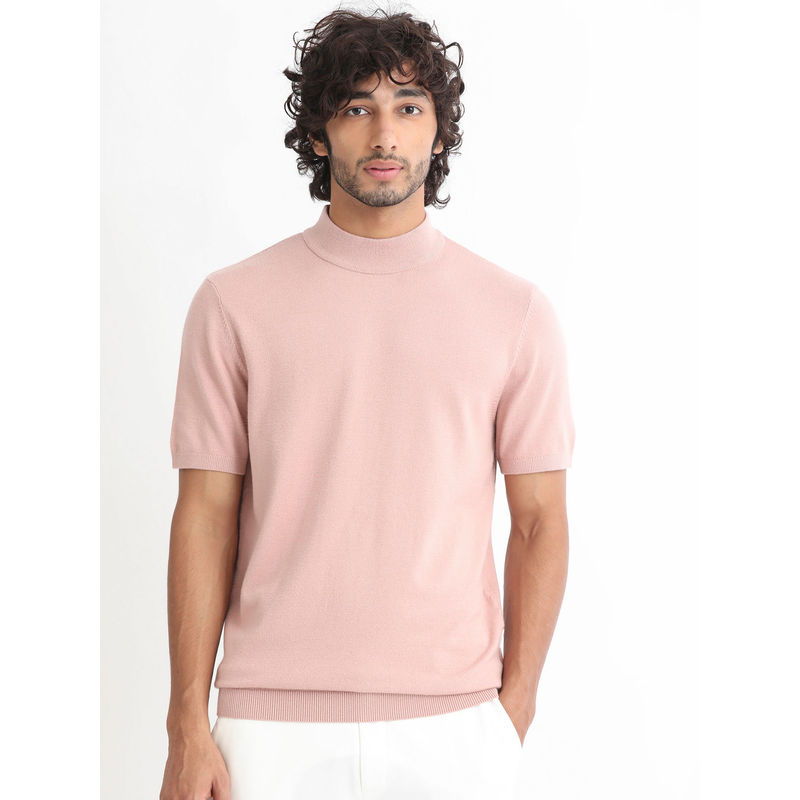 Rare Rabbit Alfet Peach Solid T-Shirt (S)