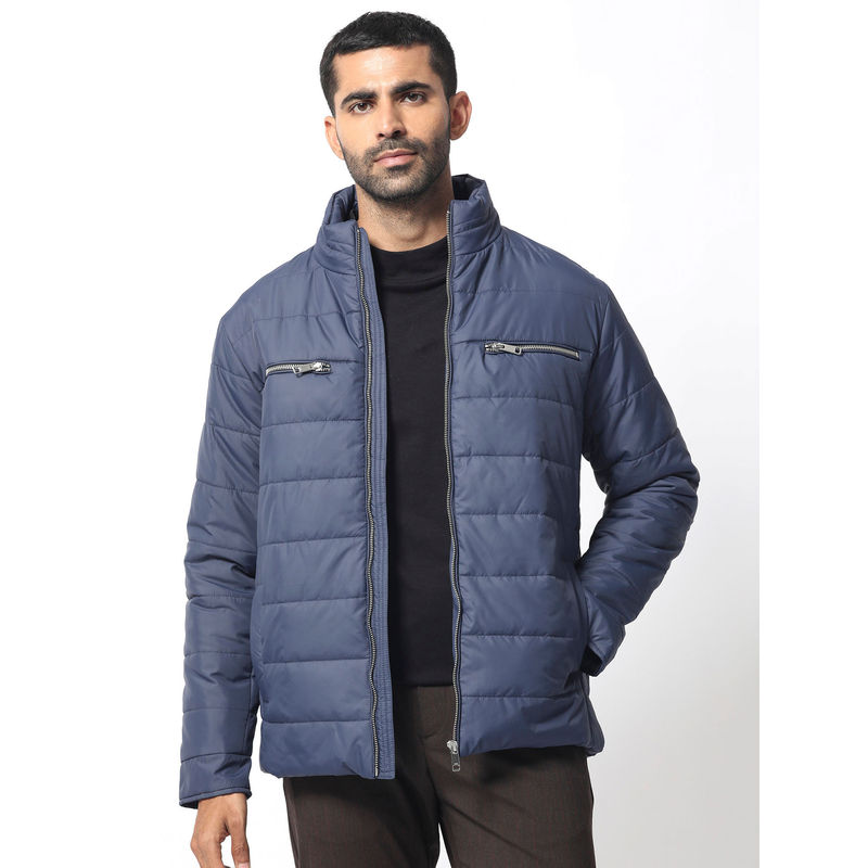 Rare Rabbit Beylor Navy Blue Solid Jacket (M)