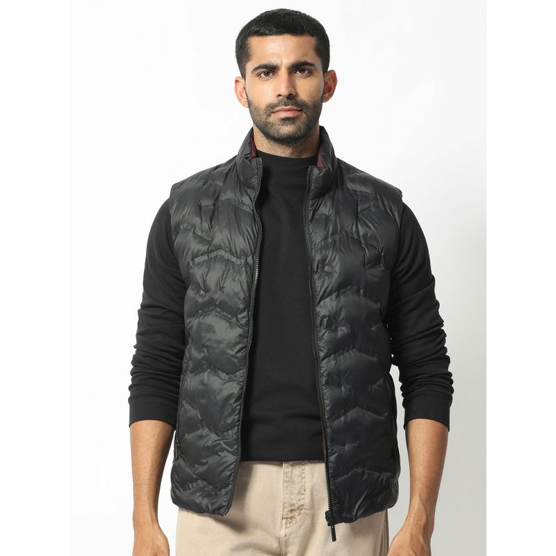 Rare Rabbit Cog Black Solid Reversible Jacket (S)