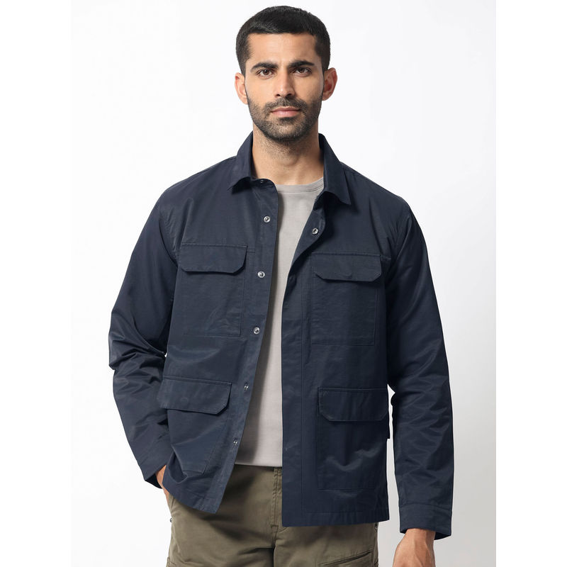Rare Rabbit Feliu Navy Blue Solid Jacket (M)