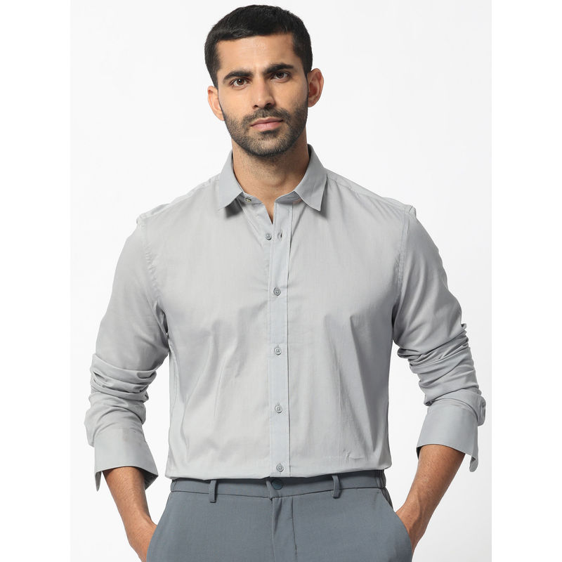 Rare Rabbit Flees Grey Solid Shirt (L)