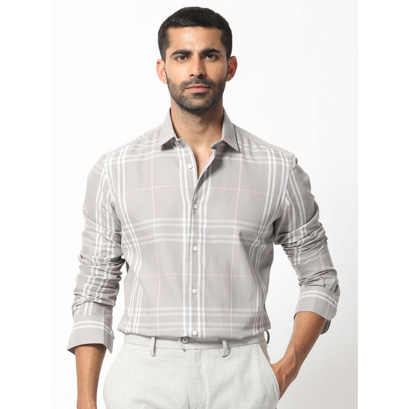 Rare Rabbit Garet Grey Checks Shirt (S)