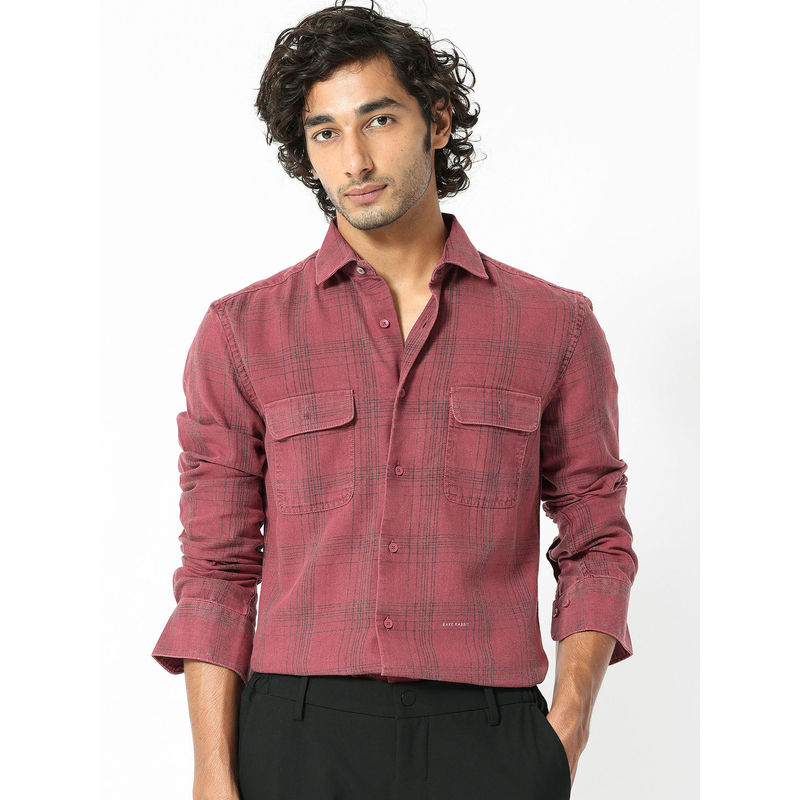 Rare Rabbit Hammel Maroon Checks Shirt (S)