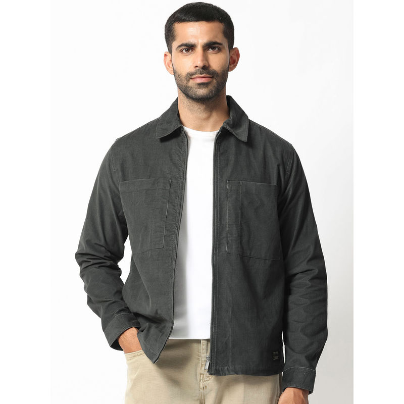 Rare Rabbit Jilin Dark Grey Solid Jacket (3XL)