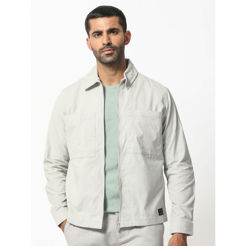 Rare Rabbit Jilin Light Grey Solid Jacket (2XL)