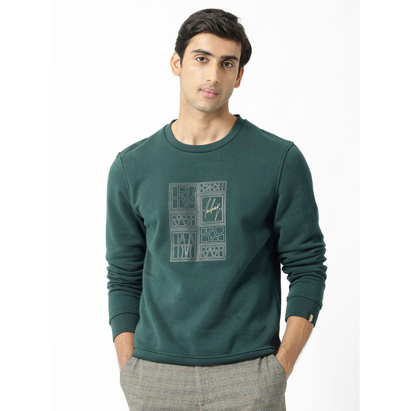 Rare Rabbit Kofu Green Graphic Print Sweatshirt (S)