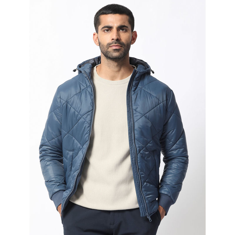 Rare Rabbit Parco Dark Blue Solid Jacket (2XL)