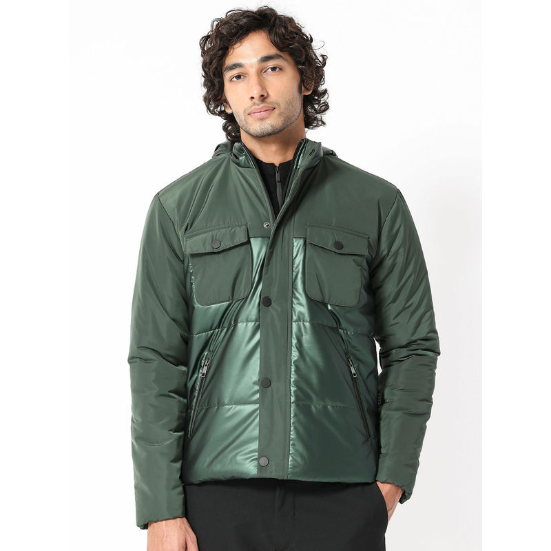 Rare Rabbit Ragon Dark Green Solid Jacket (S)