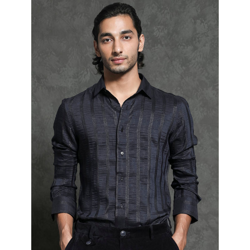 Rare Rabbit Runek Black Stripes Shirt (XS)